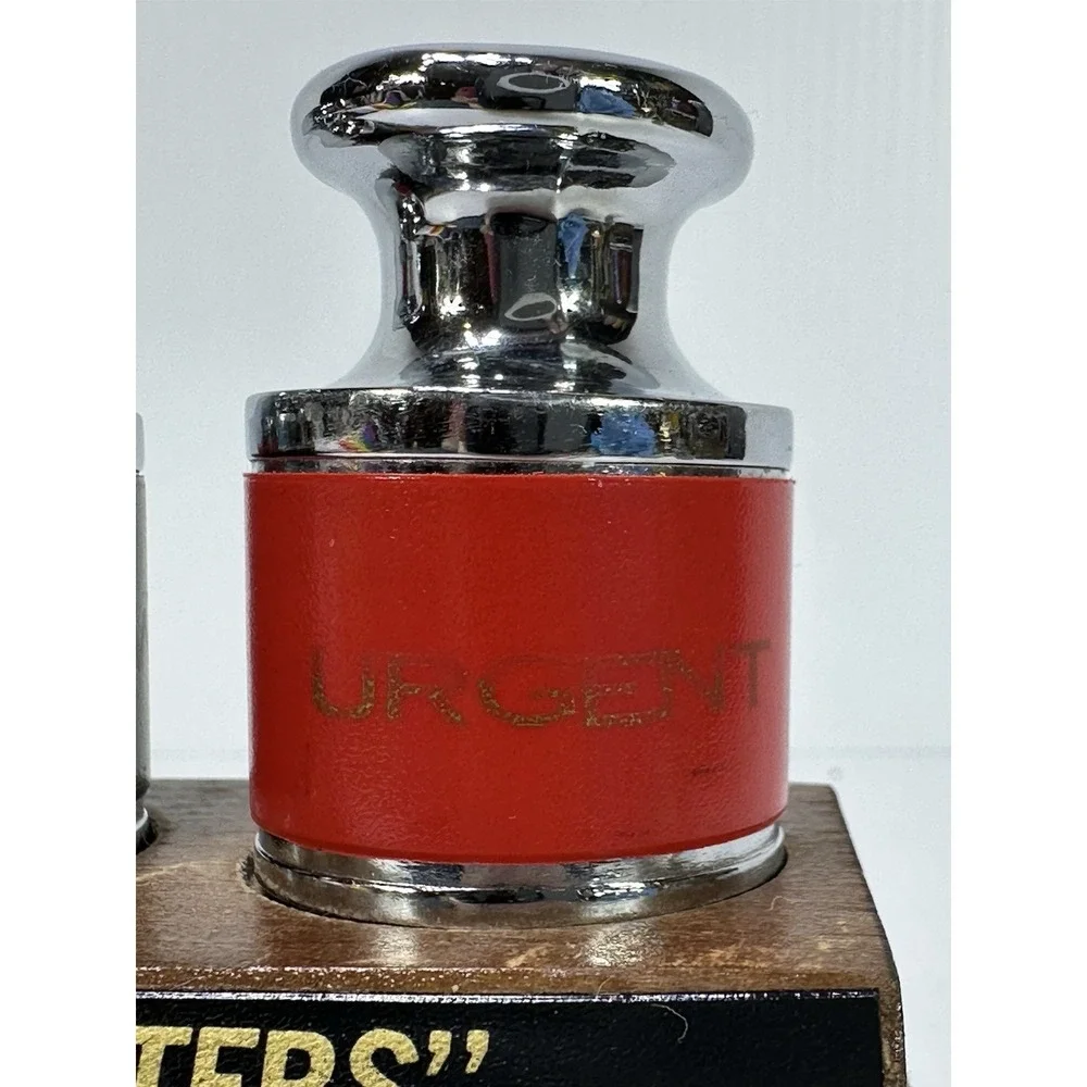 VTG For Weighty Matters Desk Paperweight Set Urgent Today Tomorrow Original Box